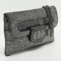 Pre Owned Dior Diordouble Silver Leather Chain Clutch