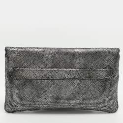 Pre Owned Dior Diordouble Silver Leather Chain Clutch