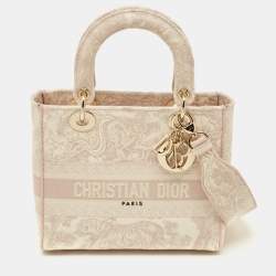 Pre Owned حقيبة ديوتس ديور ليدي دي-لايت قماش وردي مطرزة متوسطة