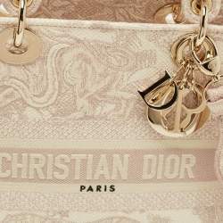 مملوكة مسبقًا حقيبة ديوتس ديور ليدي دي-لايت قماش وردي مطرزة متوسطة