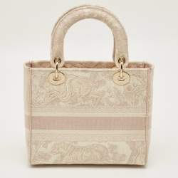 مملوكة مسبقًا حقيبة ديوتس ديور ليدي دي-لايت قماش وردي مطرزة متوسطة