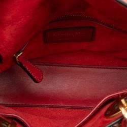 Pre Owned Dior Red Mini Lambskin Cannage Studded Supple Lady Dior