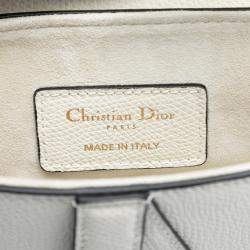 Pre Owned Dior White Mini Grained Calfskin Saddle Bag