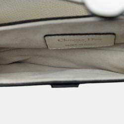 Pre Owned Dior White Mini Grained Calfskin Saddle Bag