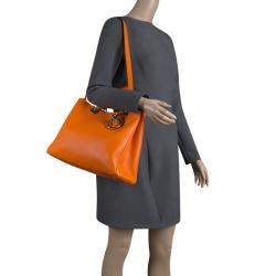 مملوكة مسبقًا Dior Orange Leather Large Diorissimo Shopper Tote