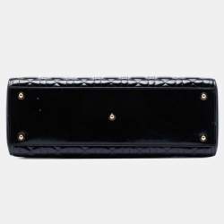 Pre Owned Dior Black Large Patent Cannage Lady Dior