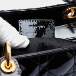 Pre Owned Dior Black Large Patent Cannage Lady Dior