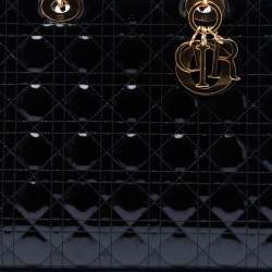 Pre Owned Dior Black Large Patent Cannage Lady Dior