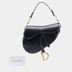 Pre Owned حقيبة السرج ديور جلد صغيرة سوداء