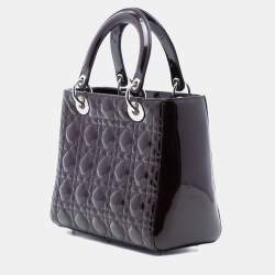 Pre Owned حقيبة ديور ليدي ديور حمراء متوسطة بطلاء كاناج