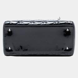 Pre Owned Dior Black Medium Patent Cannage Lady Dior