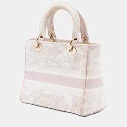 Pre Owned Dior Pink Medium Embroidered Canvas Toile De Jouy Lady D Lite