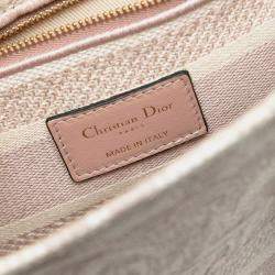 Pre Owned Dior Pink Medium Embroidered Canvas Toile De Jouy Lady D Lite