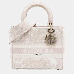 Pre Owned Dior Pink Medium Embroidered Canvas Toile De Jouy Lady D Lite
