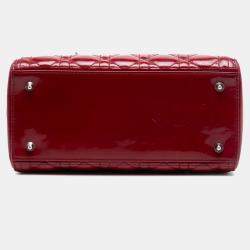 Pre Owned Dior Red Medium Patent Cannage Lady Dior