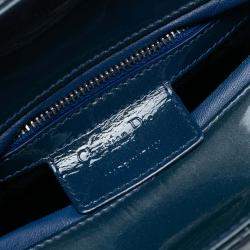 Pre Owned Dior Blue Medium Patent Cannage Lady Dior
