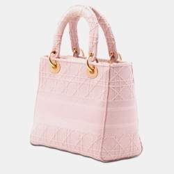 Pre Owned Dior Pink Medium Canvas Cannage Lady D Lite