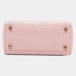 Pre Owned Dior Pink Medium Canvas Cannage Lady D Lite