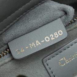 Pre Owned Dior Mini Grey Calfskin Cannage Beaded Lady Dior