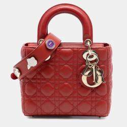 مملوكة مسبقًا Dior Red Small Lambskin Cannage My ABCDior Lady Dior