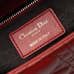 مملوكة مسبقًا Dior Red Small Lambskin Cannage My ABCDior Lady Dior