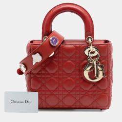 مملوكة مسبقًا Dior Red Small Lambskin Cannage My ABCDior Lady Dior