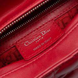 Pre Owned Dior Red Medium Lambskin Cannage Lady Dior