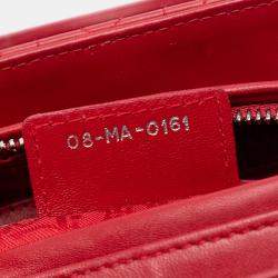 Pre Owned Dior Red Medium Lambskin Cannage Lady Dior