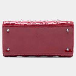 Pre Owned Dior Red Medium Patent Cannage Lady Dior