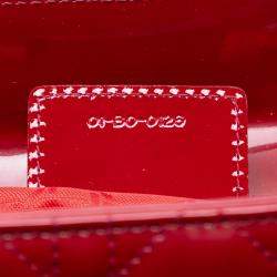 Pre Owned Dior Red Medium Patent Cannage Lady Dior