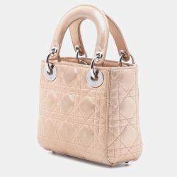 Pre Owned Dior Brown Mini Iridescent Lambskin Cannage Lady Dior