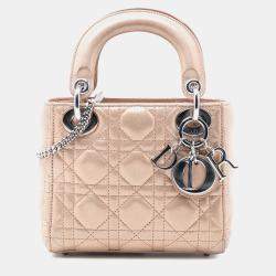 Pre Owned حقيبة ديور ليدي ديور كاناج جلد حمل صغير بني قزحي الألوان