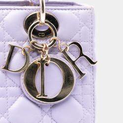 مملوكة مسبقًا حقيبة ديور ليدي أرجوانية جلد خروف ميديوم كاناج