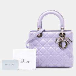 مملوكة مسبقًا حقيبة ديور ليدي أرجوانية جلد خروف ميديوم كاناج