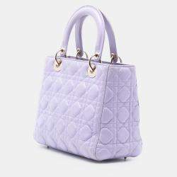 مملوكة مسبقًا حقيبة ديور ليدي أرجوانية جلد خروف ميديوم كاناج