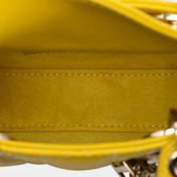 Pre Owned Dior Yellow Micro Lambskin Cannage Lady Dior