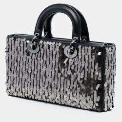 Pre Owned Dior Black Medium Calfskin Sequin Embellished Lady D Joy