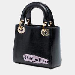 Pre Owned Dior Black Mini Calfskin Beaded Lady Dior