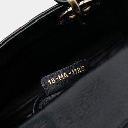 Pre Owned Dior Black Mini Calfskin Beaded Lady Dior