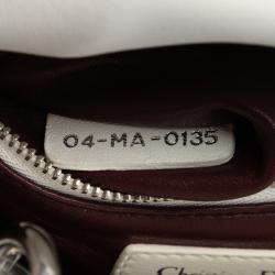 Pre Owned Dior White Mini Embroidered Calfskin Lady Dior