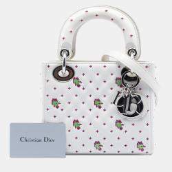 Pre Owned Dior White Mini Embroidered Calfskin Lady Dior