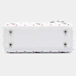 Pre Owned Dior White Mini Embroidered Calfskin Lady Dior