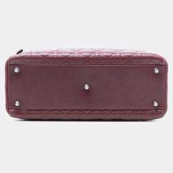 Pre Owned حقيبة ديور ليدي ديور كاناج جلد أحمر كبير بفيونكة