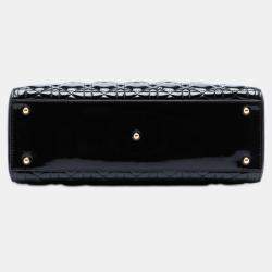 Pre Owned حقيبة ديور ليدي ديور لامعة سوداء كبيرة كاناج