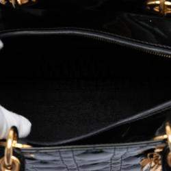 Pre Owned حقيبة ديور ليدي ديور لامعة سوداء كبيرة كاناج