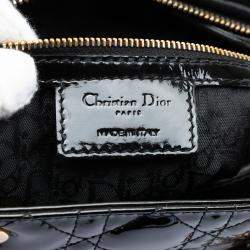 Pre Owned حقيبة ديور ليدي ديور لامعة سوداء كبيرة كاناج