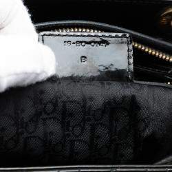 Pre Owned حقيبة ديور ليدي ديور لامعة سوداء كبيرة كاناج