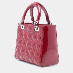 مملوكة مسبقًا حقيبة ديور ليدي ديور لامعة حمراء متوسطة كاناج