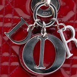 مملوكة مسبقًا حقيبة ديور ليدي ديور لامعة حمراء متوسطة كاناج