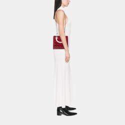 مملوكة مسبقًا حقيبة ديور ليدي ديور لامعة حمراء متوسطة كاناج